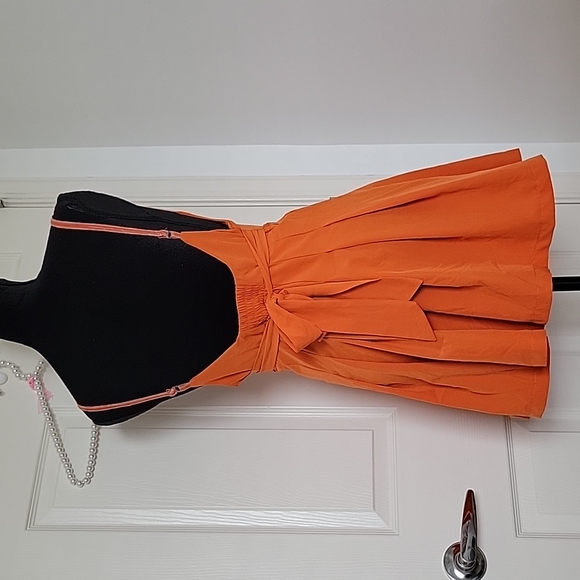 Pleated Orange High Waisted Romper Shorts Size L - Picture 3 of 7